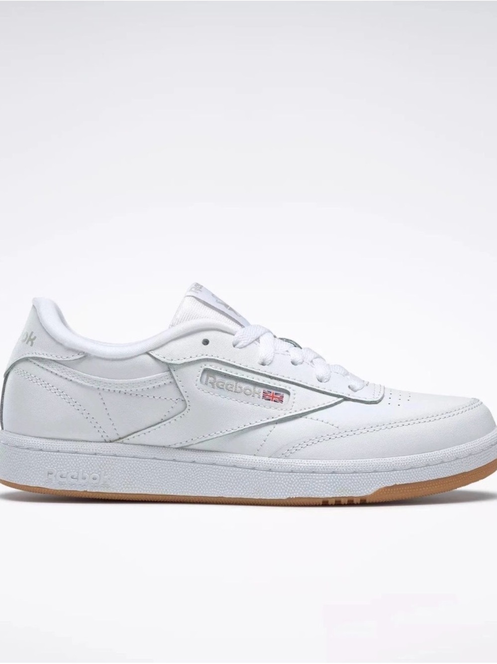 Reebok Boys White Leather Low-Top Sneakers with Gum Outsole